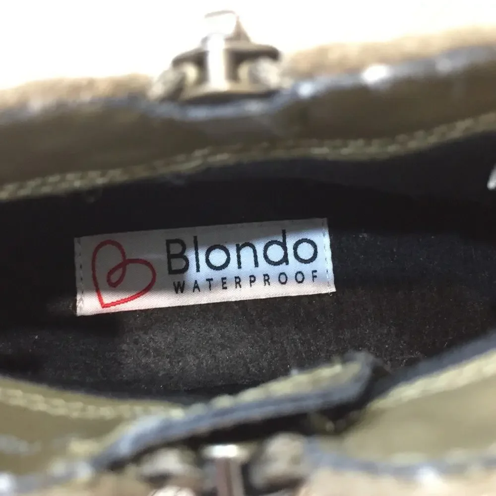 Blondo Waterproof Samara Ankle Boot Green Suede 8.5 Lug Sole Zip Closer